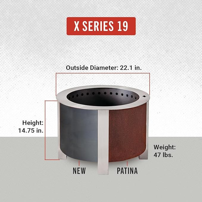 Breeo Smokeless Fire Pit (X Series 19, Corten Steel) | 22.1 inch Smokeless Fire Pit for Outside | 47 Pounds | Ideal for Families, Gifts for Dad | Compatible with Wide Range of Breeo Accessories