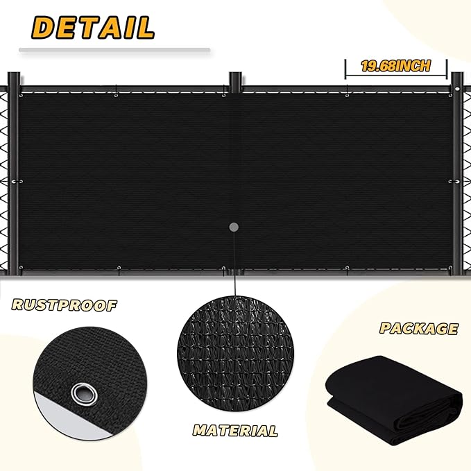 LOVE STORY 2.5' x 10' Black Balcony Screen Privacy Fence Cover UV Protection (HDPE) Weather-Resistant 3 FT Height Shield for Deck, Patio, Backyard, Outdoor Pool, Porch, Railing