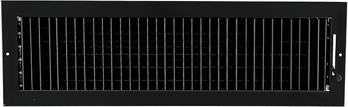 24"w X 6"h Adjustable AIR Supply Diffuser - HVAC Vent Cover Sidewall or Ceiling - Grille Register - High Airflow - Black [Outer Dimensions: 25.75"w X 7.75"h]