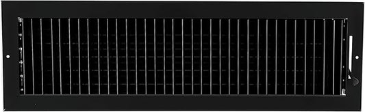 24"w X 6"h Adjustable AIR Supply Diffuser - HVAC Vent Cover Sidewall or Ceiling - Grille Register - High Airflow - Black [Outer Dimensions: 25.75"w X 7.75"h]