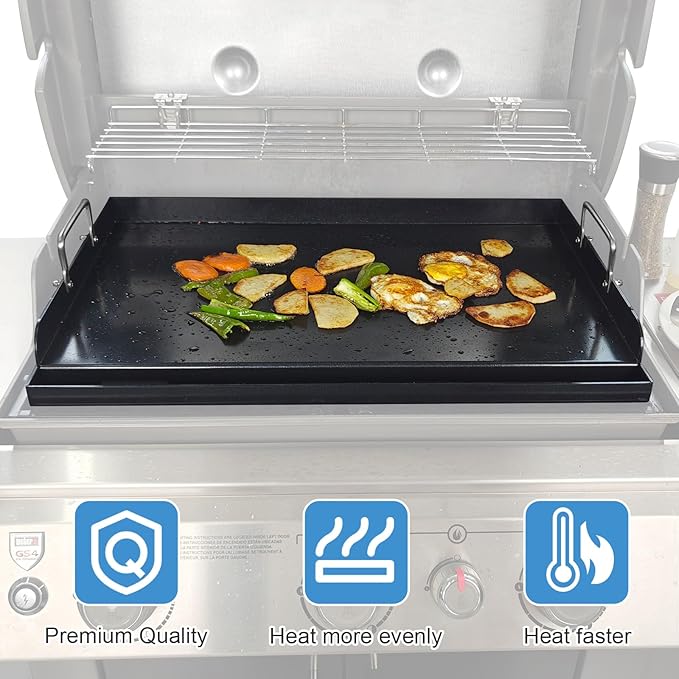 Universal Griddle Plate for Gas Grill – Premium Ceramic Coating Cooking Griddle for Gas Stove/Charcoal/Electric, 25x16 Inches, Flat Top Plate Insert for Outdoor Grill