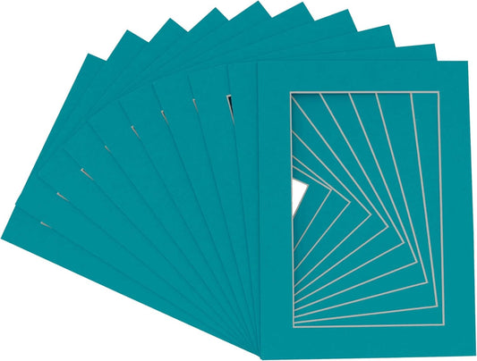 11x14 Mat for 8.5x11 Photo - Precut Teal Blue Picture Matboard for Frames 11 x 14 Inches - Bevel Cut Matte to Display Art 8.5 x 11 Inches - Acid Free Pack of 25 MATS with Backing Boards & Clear Bags
