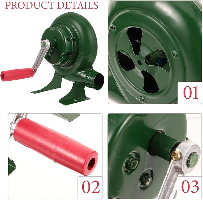 Manual Hand Crank Air Fire Blower Iron Barbecue Fan for Outdoor Grill Camping Picnic Portable Stove Fire Pit Tool