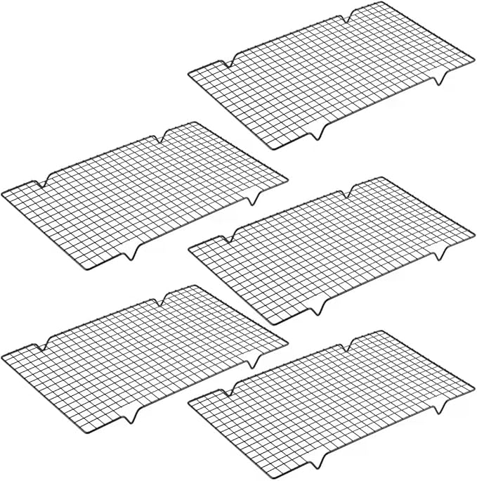 5PCS Cooling Racks for Cooking and Baking 10" x 16" Wire Rack Baking Rack, Cookie Rack, Heavy Duty Stainless Steel Wire Rack for Grilling, Roasting, Cooking, Drying