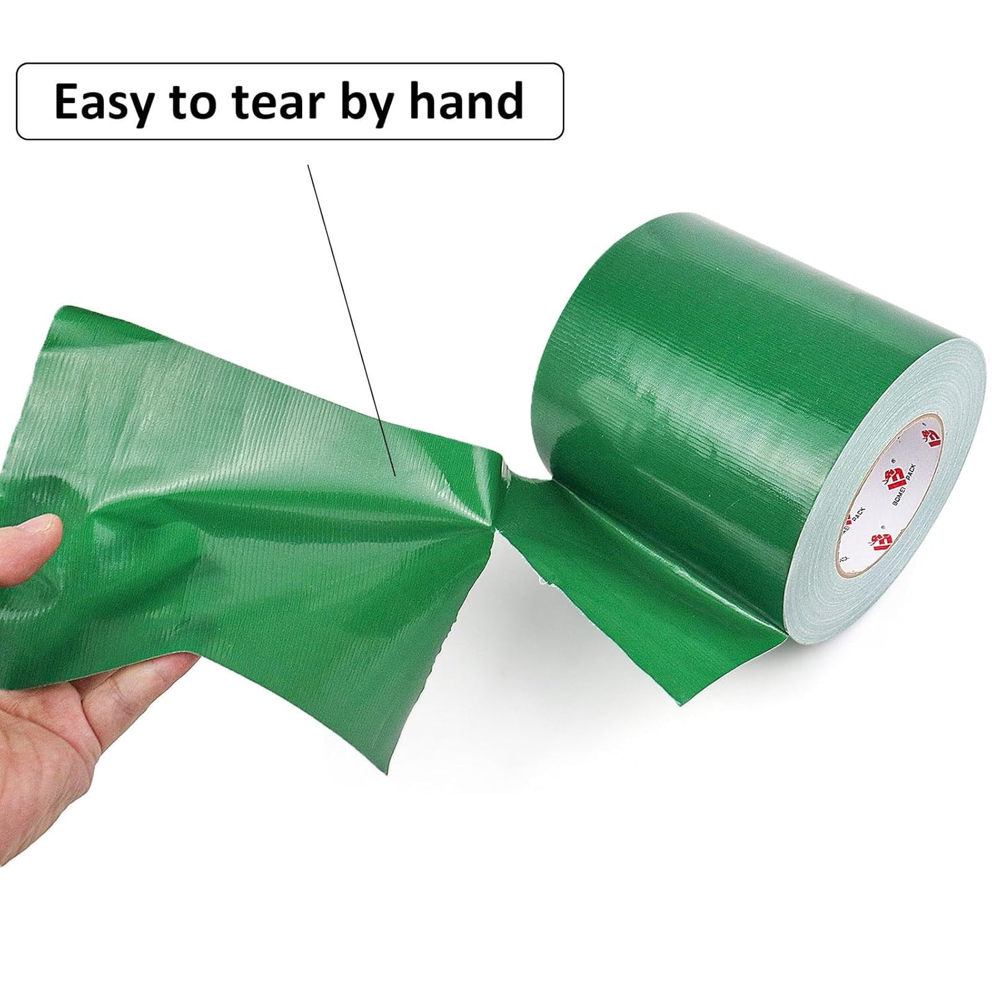 BOMEI PACK 6" Green Duct Tape,Wider Roll,6 Inches x 60 Yards,9 Mil Thick Heavy Duty, Industrial Strength,No Residue,Waterproof and Tear by Hand,Multi-Use for Indoor & Outdoor Repairs