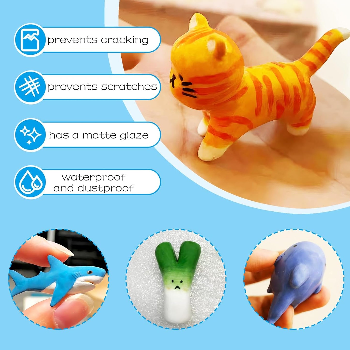 50ml Air Dry Clay Varnish，Air Dry Clay Sealant for Airdry Clay，Air Dry Clay Glaze Can Not Only Used to Prevent Clay Cracking, Scratches, and Wear,It Can Also Having a Matte Glaze Effect (Matte)