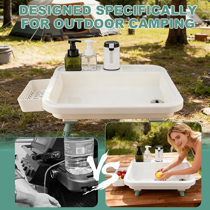 Portable Sink, Portable Hand Washing Station with Electronic Faucet, Easy Setup, Indoor and Outdoor Use, Ideal for Dishwashing, Camping Hygiene, Gardening and More