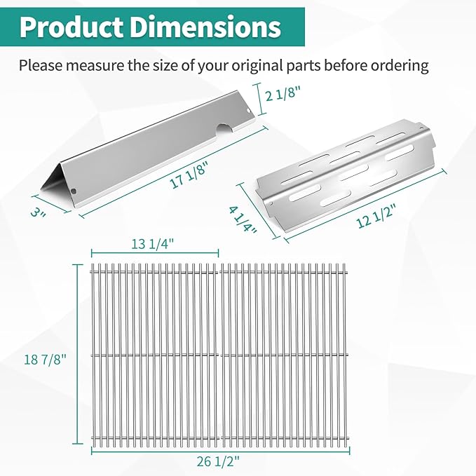 Stainless Steel 66032 Flavorizer Bars for Weber Genesis 2 Grill Parts 66095 Grill Grates 66795 Heat Deflector Grill Replacement Parts for Weber Genesis ii E-310 E-315 E-325 E-335 S-335 GS4
