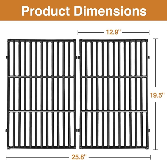 19.5 inch Grill Grates Replacement for Weber Genesis 300 Series, Gill Parts for Genesis E310 E320 E330 S310 S320 S330 EP310 EP320 EP330, Parts 7524 7528, Cast Iron Grill Grates (19.5" x 12.9" Each)