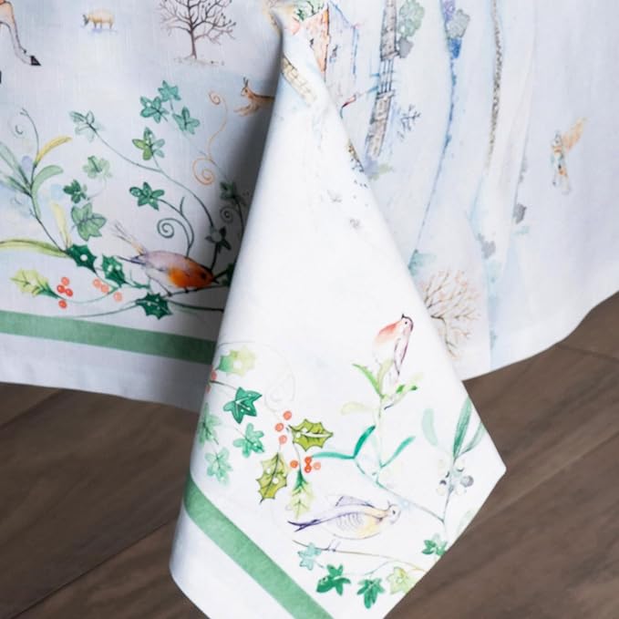 Maison d' Hermine Table Cloth Rectangle Table 100% Cotton 60 x 108 Inches Fall Tablecloth Reusable Everyday Use for Thanksgiving Christmas Decorations Dining Farmhouse Party (Snowy World)