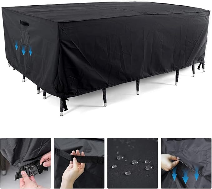 Tempera Patio Furniture Covers, Outdoor Table Cover Waterproof Rectangle, Heavy Duty Deck Furniture Cover for Winter, (Space Grey, 74"L x 47"W x 27.8"H)