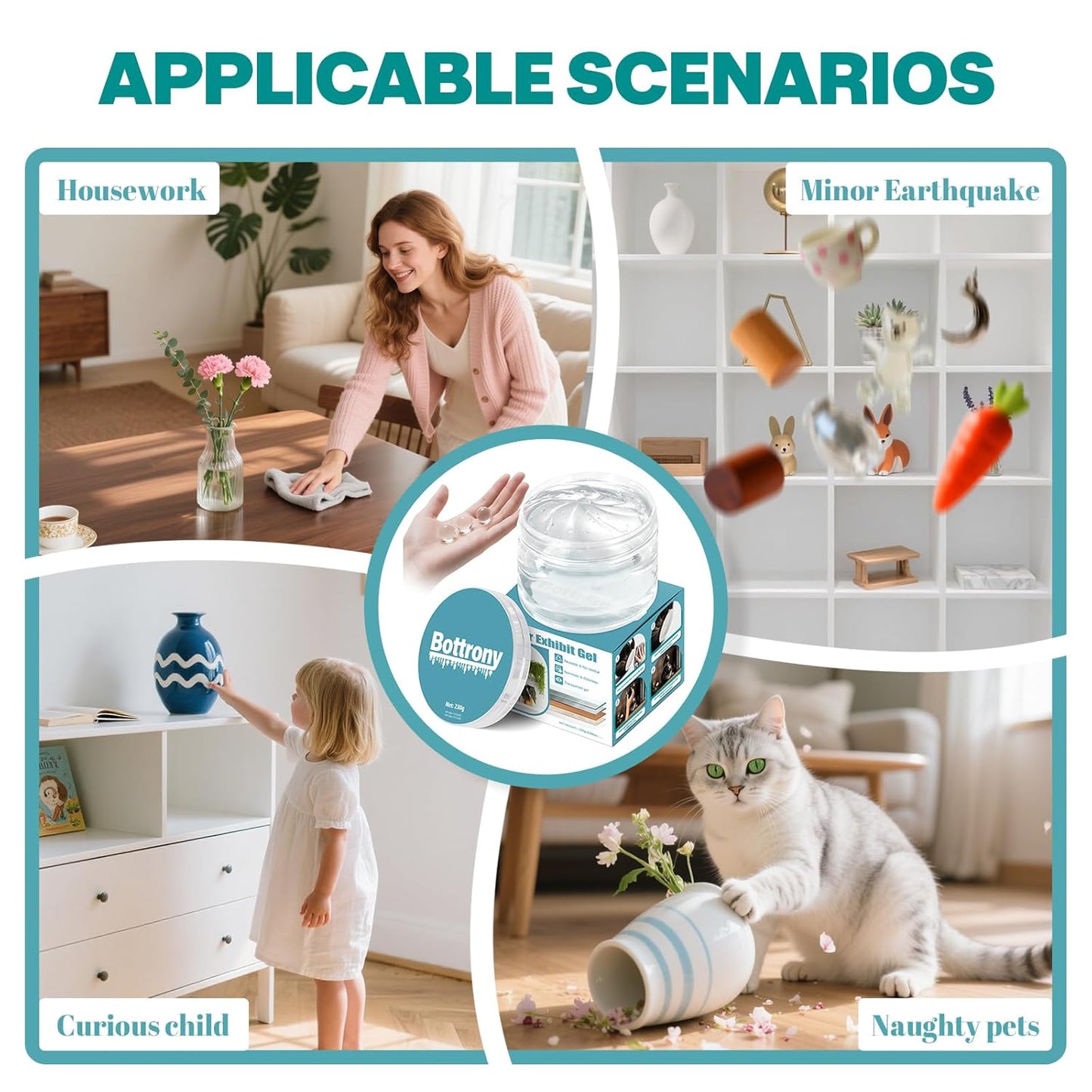 8.08 oz Exhibit Gel for Museum - Safe, Clear & Reusable Exhibit Gel for Antiques, Glass, Ceramic, Collectibles & Action Figures | Residue-Free, Removable | Protect Your Treasures