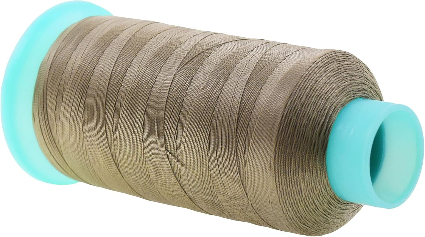 Mandala Crafts Bonded Nylon Thread Dark Beige Heavy Duty Sewing Threads - 1100 YDs Size 92 280D T90 Tex 90 Thread for Leather Jeans Weaving Outdoor Marine Upholstery Threads