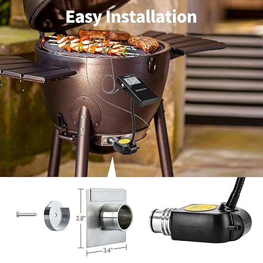 BBQ Temperature Controller, Briidea Automatic Smoker Fan Controller with Dual Probe, Compatible with Big Green Egg, Kamado Joe, Primo, Ceramic Grills, Cypress Grill, Delivers Reliable Heat Control