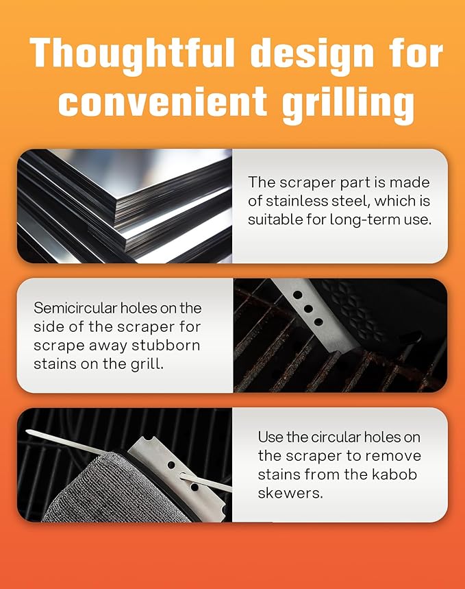 Grill Brush Bristle Free, Grill Brush for Outdoor Grill, Grill Brush and Scraper, Steam Grill Cleaner Brush with Replaceable Steel Fiber Woven Cleaning Head for Grill/Smoker/Gas/Charcoal Grill