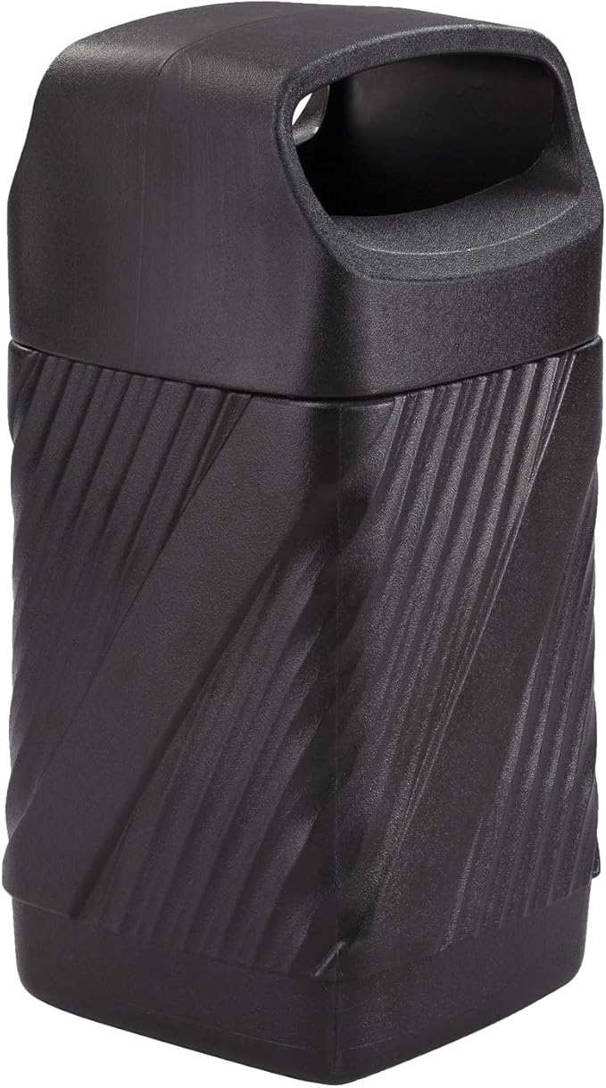 Safco Twist Trash Can, 32 Gallons, Indoor and Outdoor Use, Durable & Weather-Resistant Commercial Garbage Can, Black