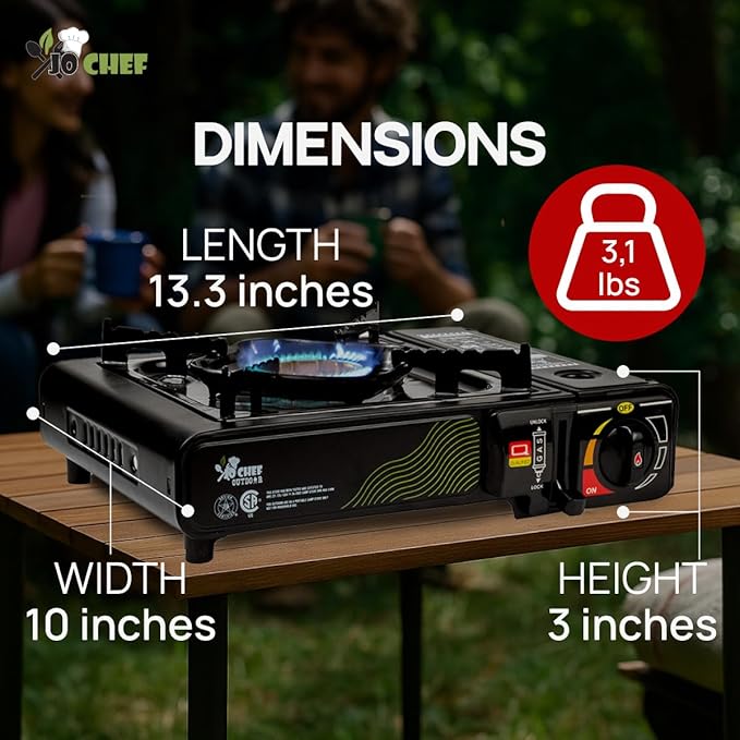 JoChef Butane Camping Stove - 9,500 BTU Portable Gas Stove