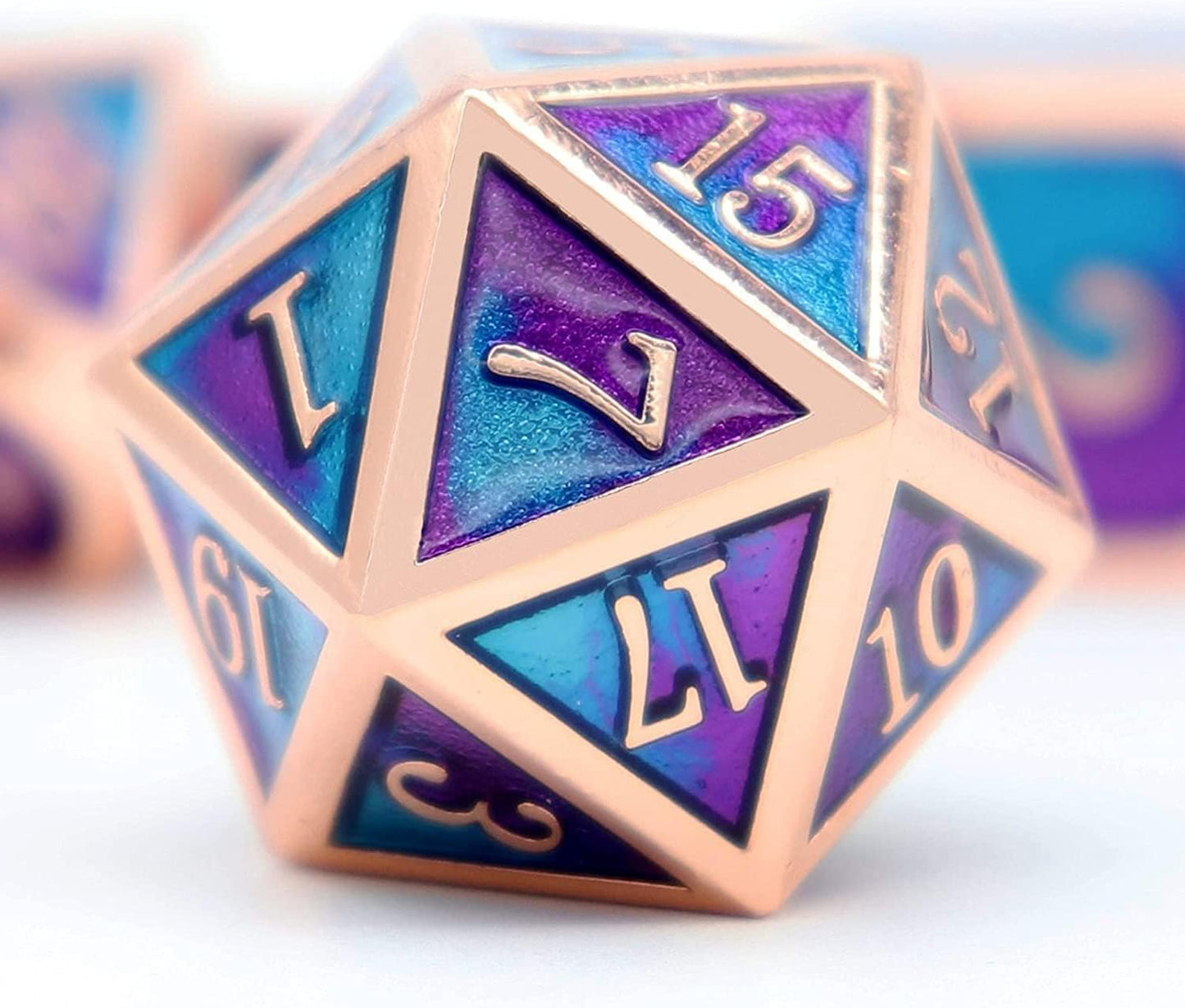 Haxtec Metal DND Dice Set D&D Gifts 7PCS Copper Blue Teal Purple Polyhedral RPG Dice D20 D12 D10 D8 D6 D4 Compatible with Dungeons and Dragons TTRPG Games-Mermaid