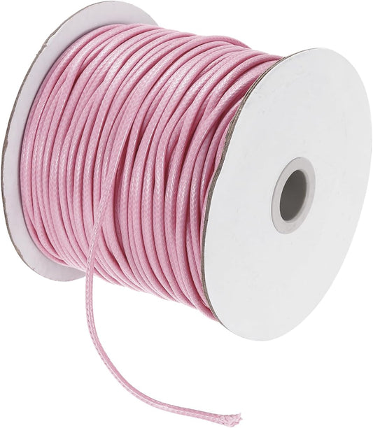 MECCANIXITY Waxed Cord 2.5mm Waxed Polyester Cord 87 Yard Wax String for Bracelet Making, Necklaces, Beading, Jewelry Making and DIY Crafts(Light Pink)