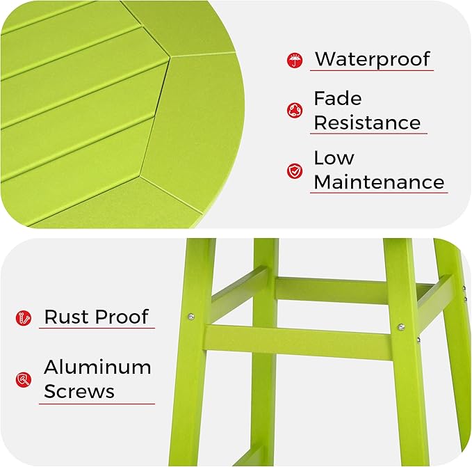 Costaelm Patio Bistro Table, 37" Counter Height Round Patio Cocktail Bar Table with Umbrella Hole, Outdoor Bistro Dining Pub Table for Front Porch Deck Backyard Garden, Lime