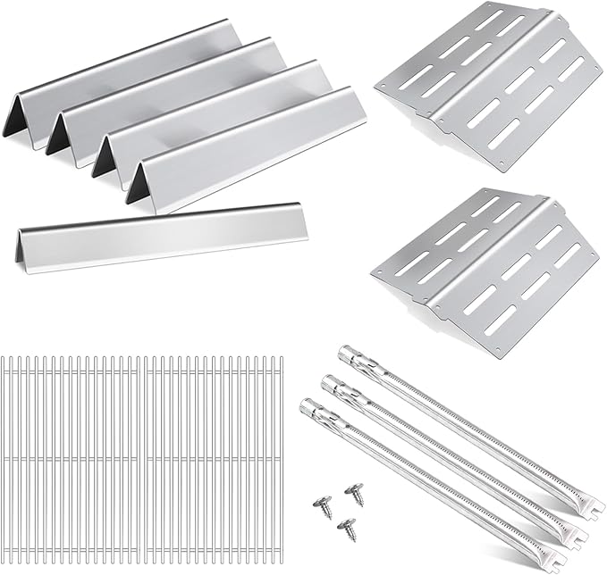 Flavorizer Bars,Heat Deflectors,Grill Burner and Grill Grid for Weber Genesis 300 Series Grills with Front Control Knob, Genesis S310 S320 S330 E310 E320 E330