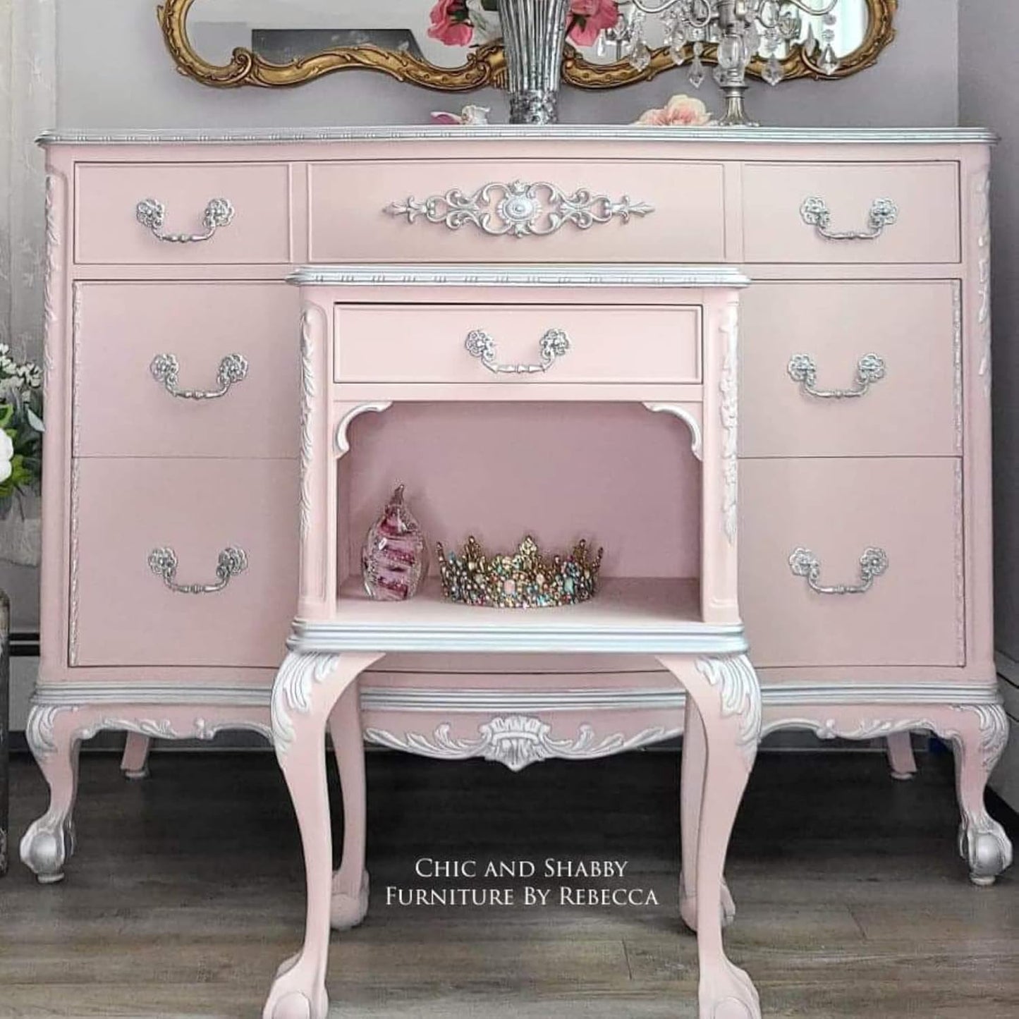 Dixie Belle Paint Company Chalk Finish Furniture Paint - Tea Rose (16oz) - Matte Muted Mauve Chic Chalk Mineral DIY Furniture Paint