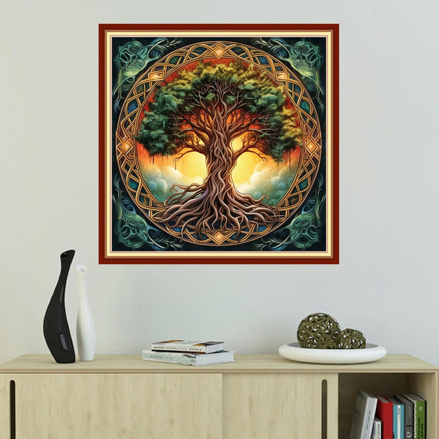 Foxhool Beginners Cross Stitch Kits Stamped Full Range of Embroidery Kits for Adults DIY Cross Stitches kit Embroidery Patterns for Needlepoint kit-Magic Tree 18x18 inch