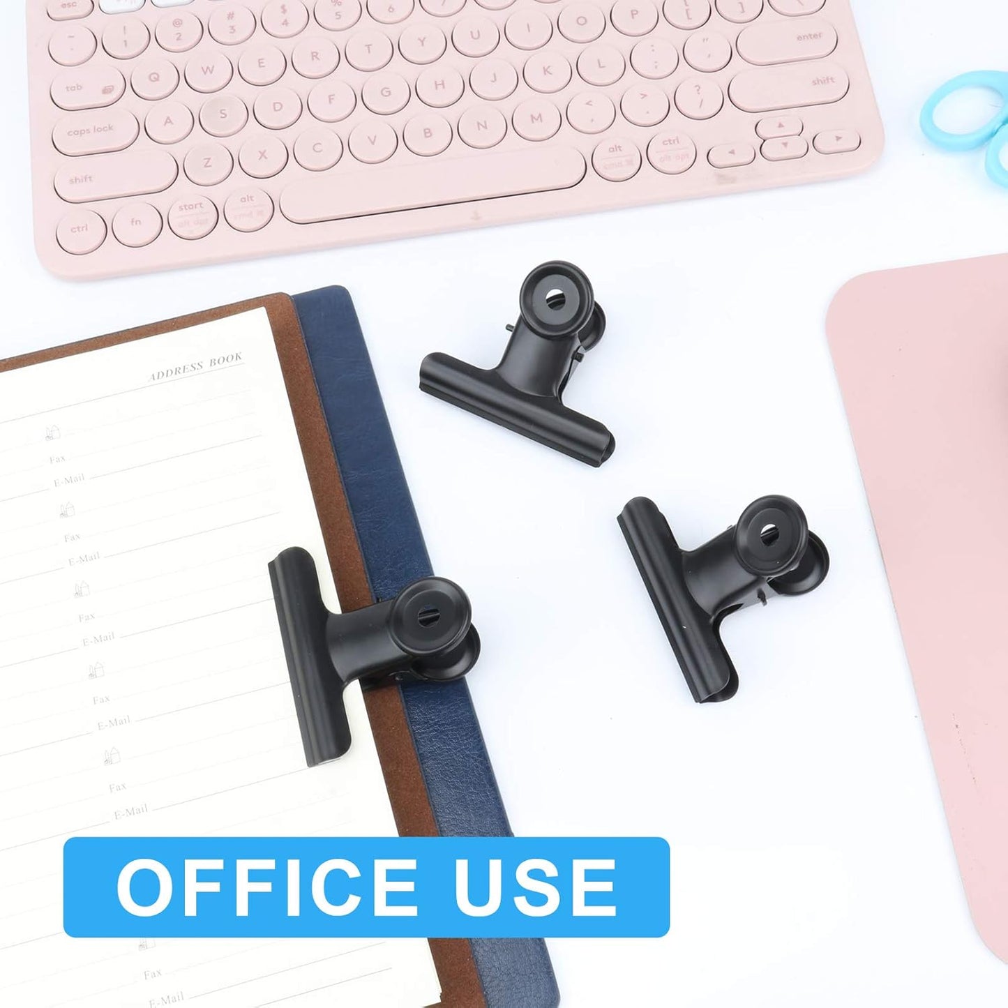 20 Pack Bulldog Clips 2 Inches Large Hinge Paper Clips Metal Hinge Clips for Crafts, Food Bags, Drawings, Photos at Home Kitchen & Office Usage, Black, 51mm