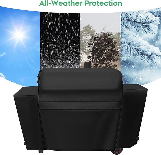 Heavy-Duty 600D Grill Cover fit for Nexgrill Oakford 1150 Pro Offset Smoker and 3-Burner Propane Gas Grill, Nexgrill Oakford 1150 Pro Grill Model 810-0072 Cover
