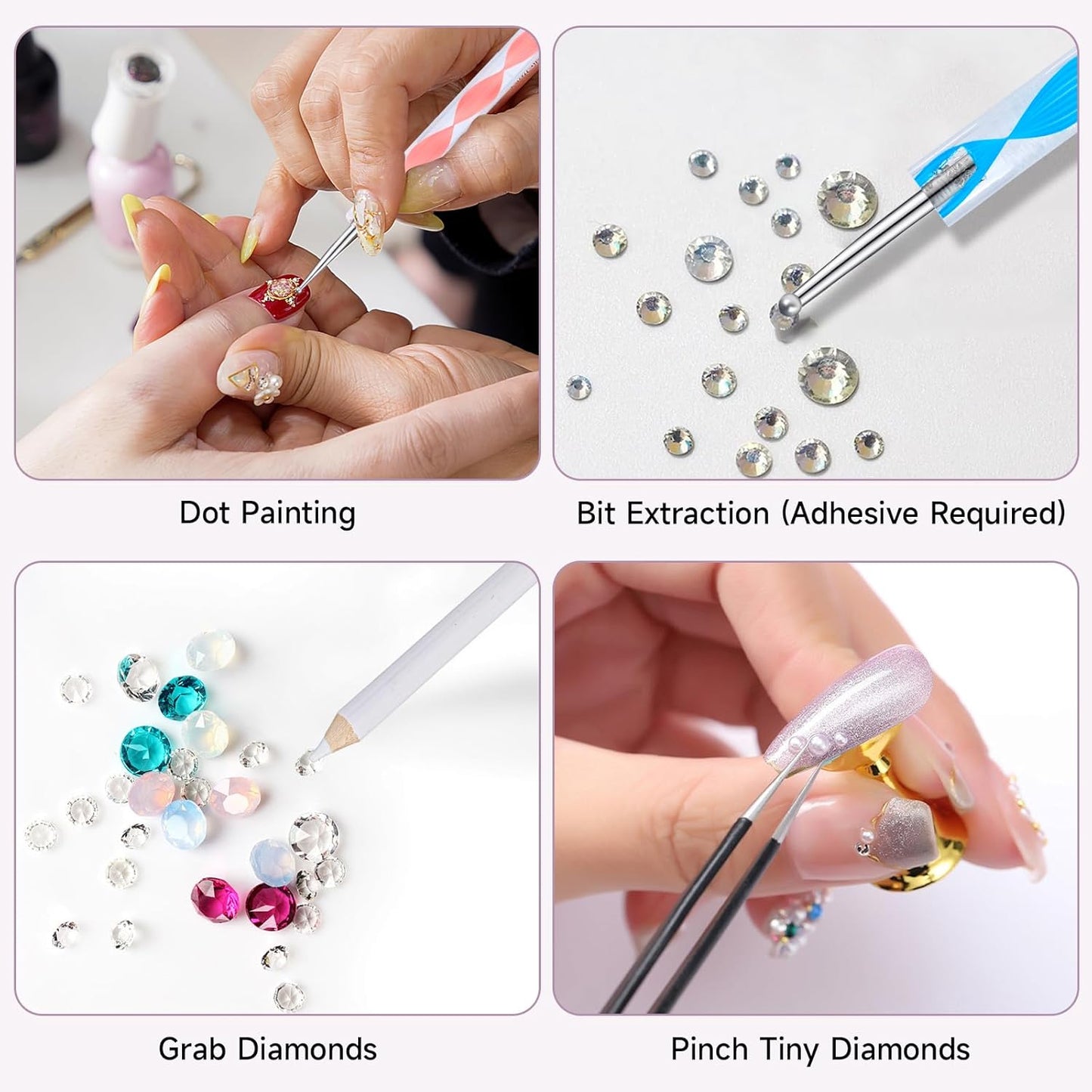 3 PCS 110ml B7000 Glue Clear with Precision Tip, B7000 Rhinestone Glue Set, Craft Glues with 5-Point Pen Tool, Crayon, and Tweezers, Fabric Glues is Used for Nails, Jewelry, Shoes, Fabrics