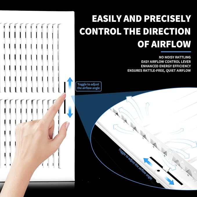20x18 Vent Register [Duct Opening], Vent Covers for Home Ceiling, Two-Way Ventilation Register, Adjustable Solid Steel Wall Register Vent Cover (20"W x18"H [Duct Opening])