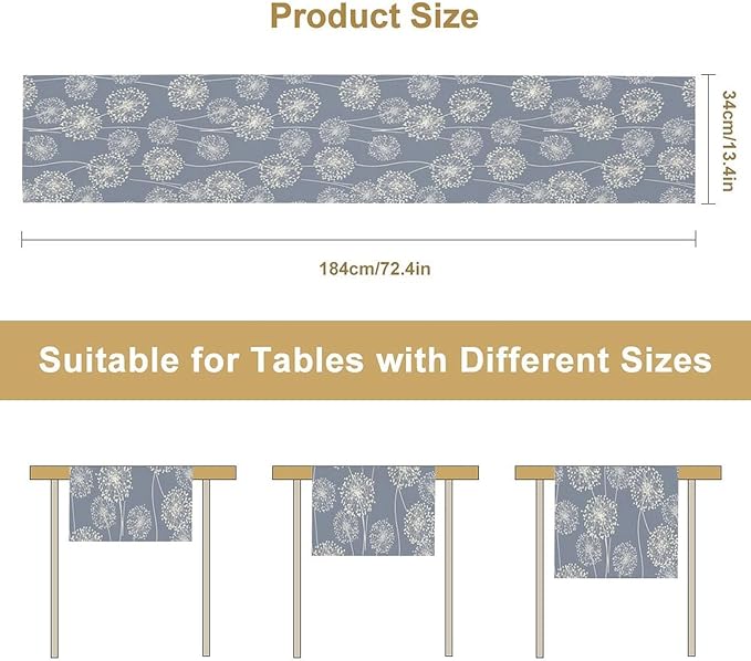Dandelions Farmhouse Table Runner,Vintage Summer Fall Rustic Country Table Runner for Kitchen Coffee Dining Table Holiday Home Party Decor 13x108in