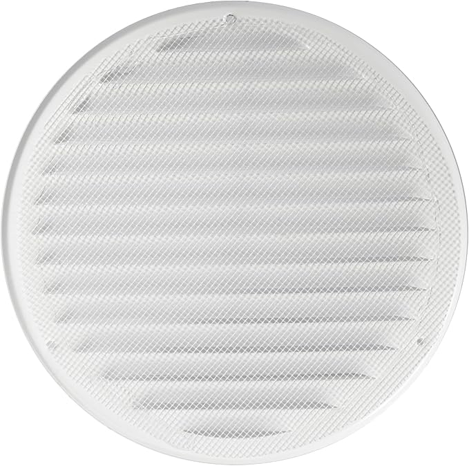 Repa Market 8 Inch (Opening Dimensions) Round Air Vent Cover/White Galvanized Steel Louvered Grill Cover with Mesh Screen/Wall or Ceiling Vent/HVAC Register for DIY Home Improvement