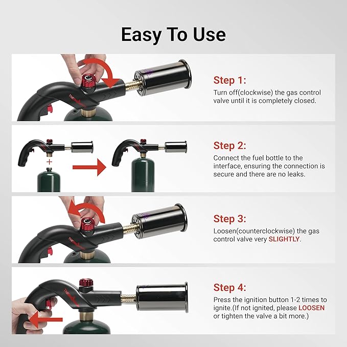 ThermoMaven Powerful Propane Torch, Kitchen Cooking Torch, Culinary Torch Lighter, Adjustable Blow Torch for Sous Vide Searing Steak, BBQ, Grill, Campfire Charcoal Starter (Propane Tank Not Included)
