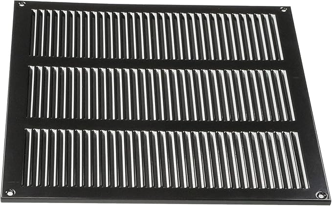Repa Market 12x12 Inch Air Vent Cover/Black Galvanized Steel Louvered Grill Cover with Mesh Screen/Wall or Ceiling Vent/Durable Flush Mount HVAC Register for Indoor and Outdoor Ventilation