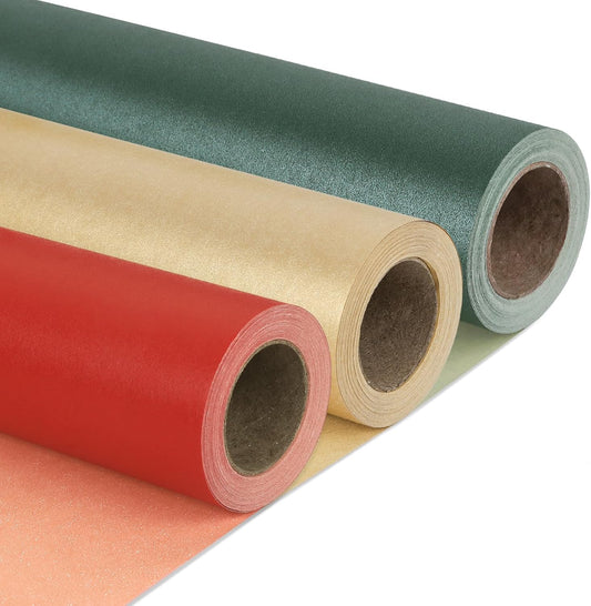 NESCCI Matte Wrapping Paper,Solid Color Pearly-Lustre Paper-3 Roll,17 Inches X 32.8 Feet Per roll.Gift Wrapping Paper,Perfect for Wedding,Valentine's Day,Birthday, Christmas,Baby Shower.