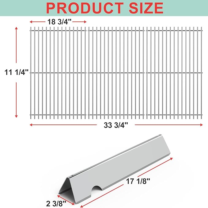 66033 66041 Flavorizer Bars and 66097 66089 Grill Grates for Weber Genesis II 400 & II LX 400 SER, Stainless Steel Replacement Parts for Weber Genesis 2 LX E-440,E-435,S-435 SE-410 Grill Parts