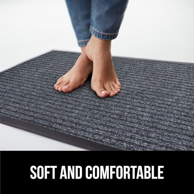 GORILLA GRIP Waterproof Traffic Guard Door Mat, 60x36, Heavy Duty Entryway Mats, Strong Rubber Back Commercial Utility Rugs for Office Hallway, Garage Floor and Home, Low Profile Carpet, Charcoal Gray
