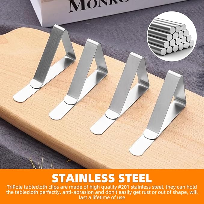 24 Pack Tablecloth Clips - Heavy Duty Picnic Table Clips, Stainless Steel Table Cloth Cover Clamps, Table Cloth Holders Ideal for Restaurant Picnics Marquees Weddings Graduation Party (24)