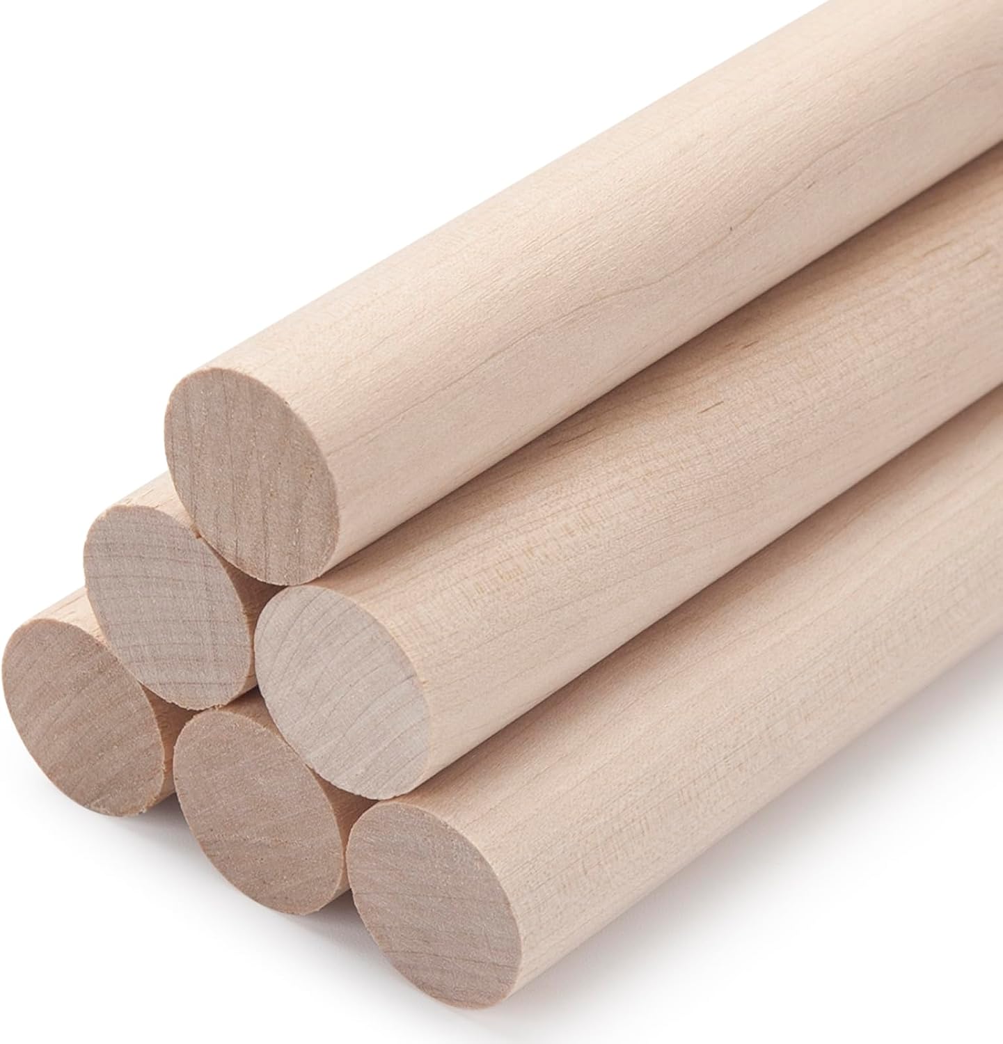 Wooden Dowel Rods Wood Dowels for Crafts, 6 PCS 1 x 12 Round Wooden Sticks for Crafts, Thick Macrame Dowels, Unfinished Hard Wood Sticks for Crafting, Arts and DIYers, Closets and Wedding
