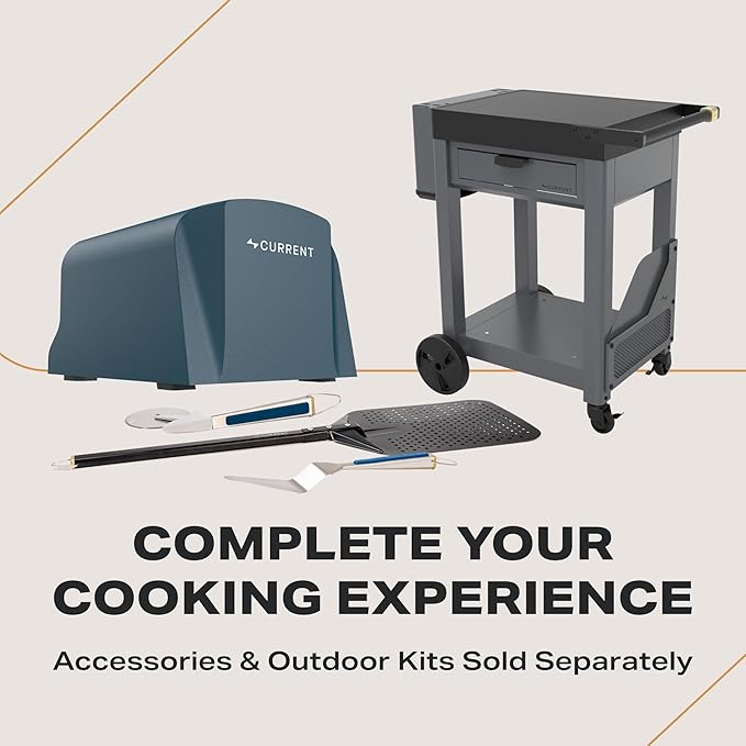 Current Model P Smart Electric Pizza Oven, 12-Inch, 850°F Max, 8 Cooking Modes, App Connectivity for Temperature Monitoring & Custom Cooking Times, Compact for Indoor & Outdoor Use, Dark Gray