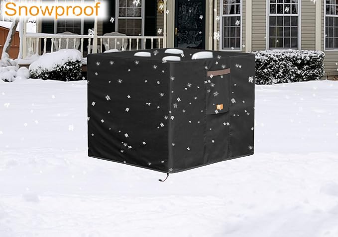 Fire Pit Cover 600D Heavy Duty Waterproof Fabric With PVC Coating Square 44" Wx 44" D x 24" H Black Fits for 41-44 Inch Fire Pit Table Fade Resistant Outdoor Firepit Cover