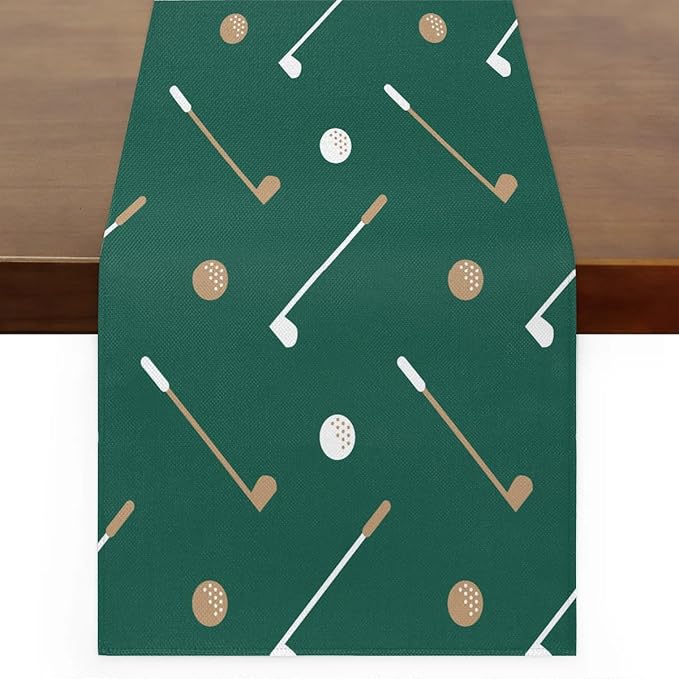 Golf Club Golf Ball Table Runner Kitchen Dining Table Runner 13*36in Table Center Decor for Indoor Outdoor Home Holiday Party