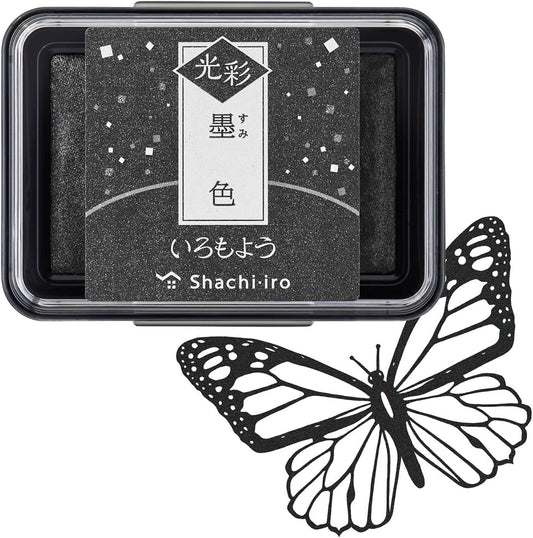 IROMOYO KOSAI Stamp PAD, Traditional, Shimmering Japanese Ink Colour, Oil-Based Ink pad - Black