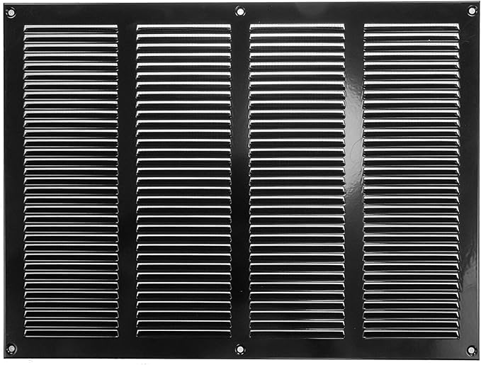 Repa Market Air Vent Cover 16x12 Inch (Outer Dimensions) Black Galvanized Steel Louvered Grill Cover with Mesh Screen/Wall or Ceiling Vent/HVAC Register for Indoor and Outdoor Ventilation
