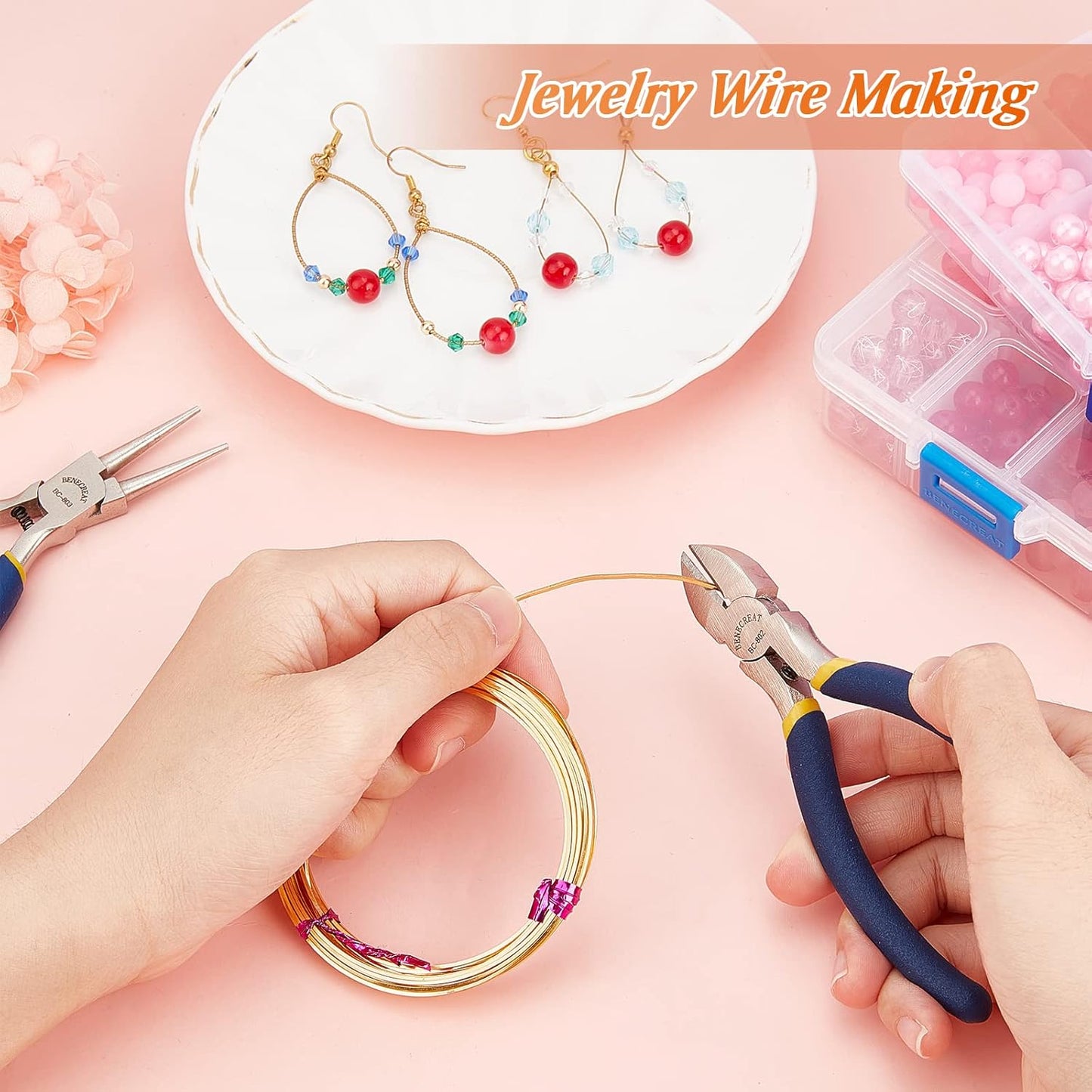 BENECREAT 20 Gauge 16 Feet Square Copper Wire, Golden Brass Wire for Jewelry Beading Craft Work