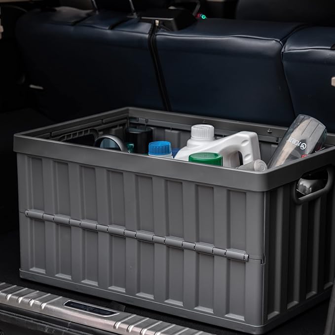 Citylife 64L Collapsible Storage Bins with Lids Plastic Storage Containers for Organizing Stackable Storage Box Large Heavy Duty Utility Crates, 2 Packs