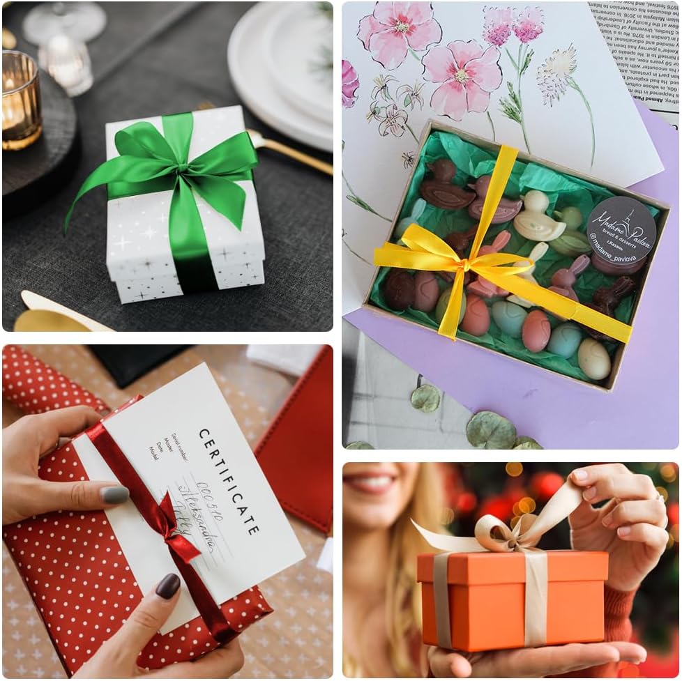 KMER LIFE 5/8" Wide x 50 Yards Silvery Single Faced Polyester Satin Ribbon, Silvery Satin Ribbon Perfect for Wedding Decor, Wreath, Crafts, Gift Wrapping & Other Projects (Silvery)