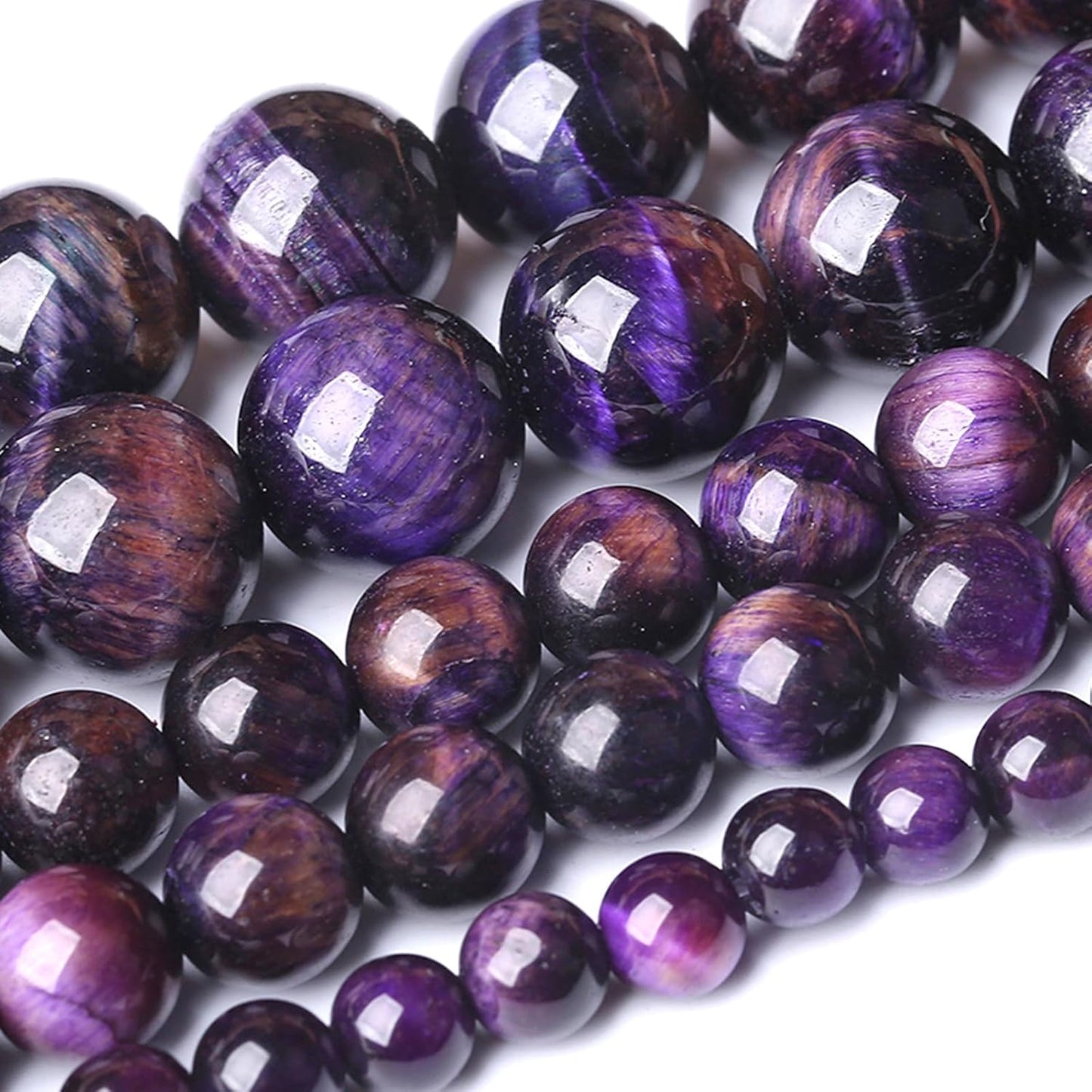 6MM Purple Tiger Eye Stone Beads Natural Gemstone Round Loose Beads for Jewelry and Bracelets Making 120pcs 2 Strands 32"