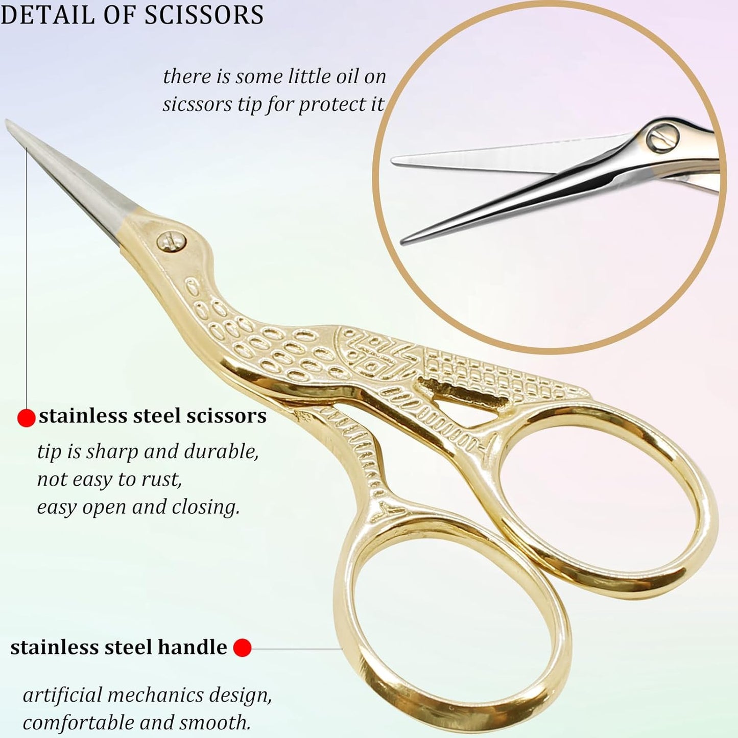 BIHRTC 3.6Inch Small Embroidery Scissors Precision Scissor with Leather Cover Tassel Stainless Steel Tip for Crafting Thread Cutting Sewing DIY Needlework Artwork Housework